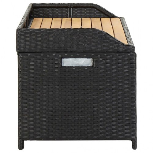 Havebænk med opbevaring 120 cm polyrattan sort (OUTLET A)