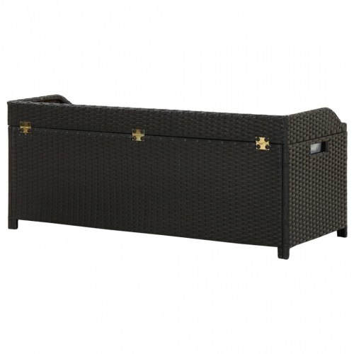 Havebænk med opbevaring 120 cm polyrattan sort (OUTLET A)