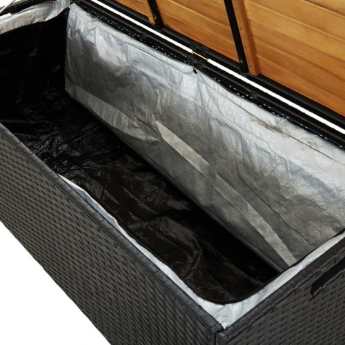 Havebænk med opbevaring 120 cm polyrattan sort (OUTLET A)
