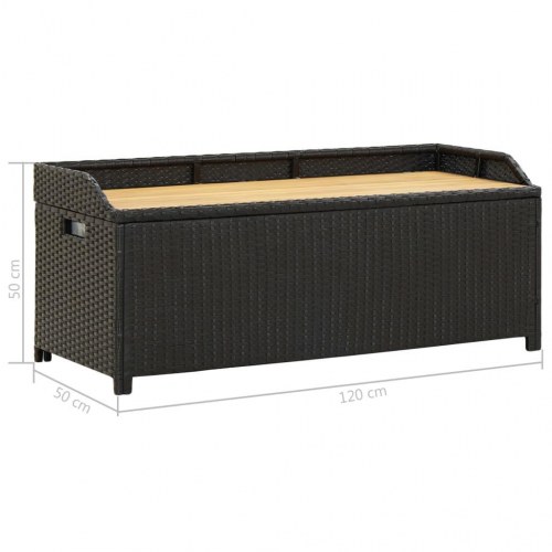 Havebænk med opbevaring 120 cm polyrattan sort (OUTLET A)