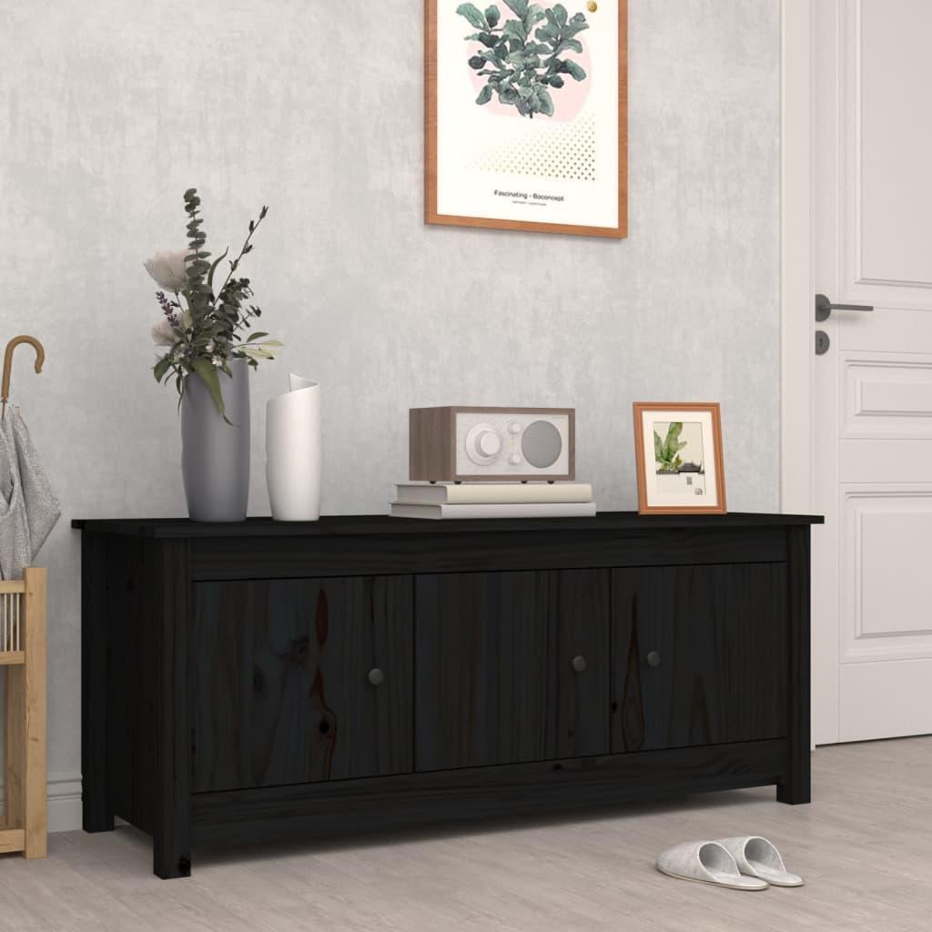 vidaXL skoreol 110x38x45,5 cm massivt fyrretræ sort