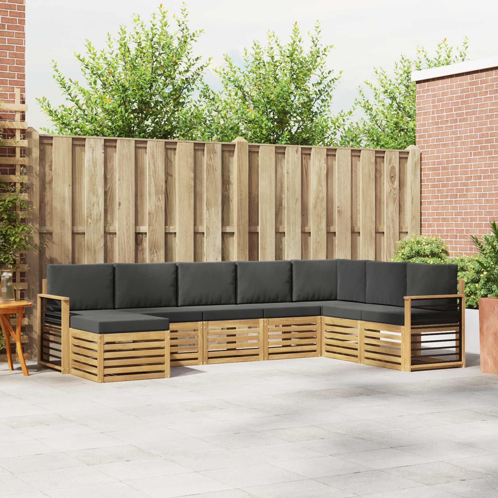 Udendørs sofagruppe 8 stk Hvid og antracit 306 x 187,5 x 73 cm