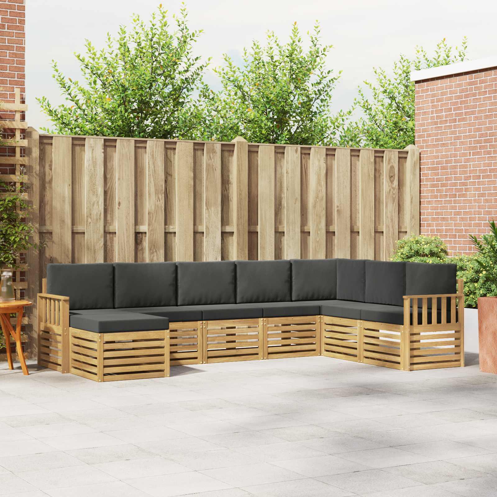 Udendørs sofagruppe 8 stk Hvid og antracit 306 x 187,5 x 73 cm