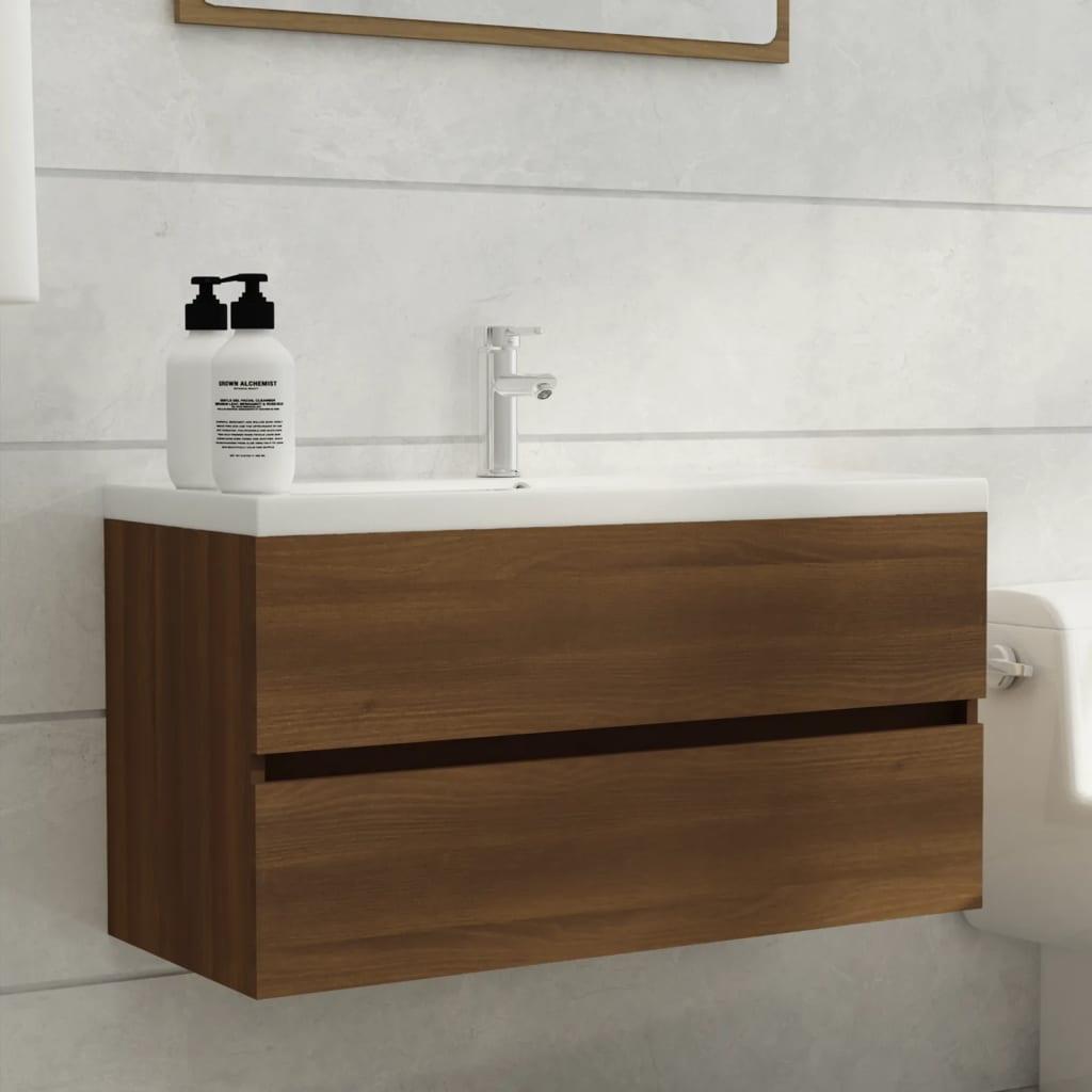 vidaXL underskab 90x38,5x45 cm konstrueret træ brun egetræ