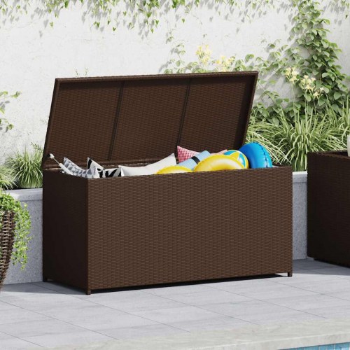 Udendørs opbevaringskasse i brun polyrattan - 120 × 50 × 60 cm