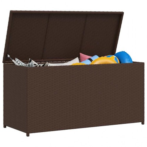Udendørs opbevaringskasse i brun polyrattan - 120 × 50 × 60 cm