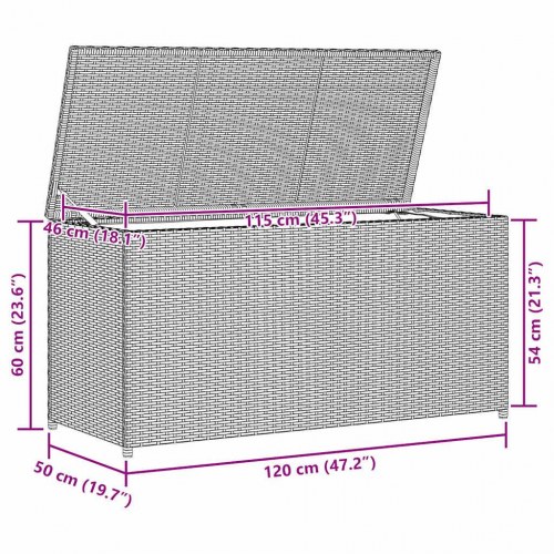 Udendørs opbevaringskasse i brun polyrattan - 120 × 50 × 60 cm