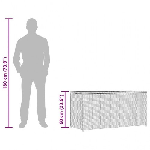 Udendørs opbevaringskasse i brun polyrattan - 120 × 50 × 60 cm