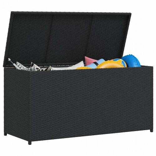 Udendørs opbevaringskasse i polyrattan - sort 120 × 50 × 60 cm