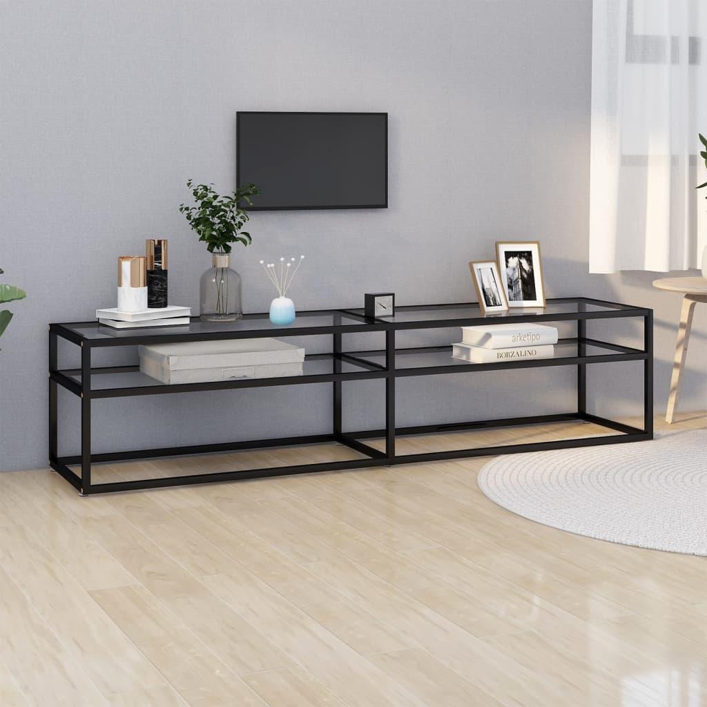 Tv-Bord 140X40X40,5 Cm Hærdet Glas Transparent - 180 cm / Sort og gennemsigtig
