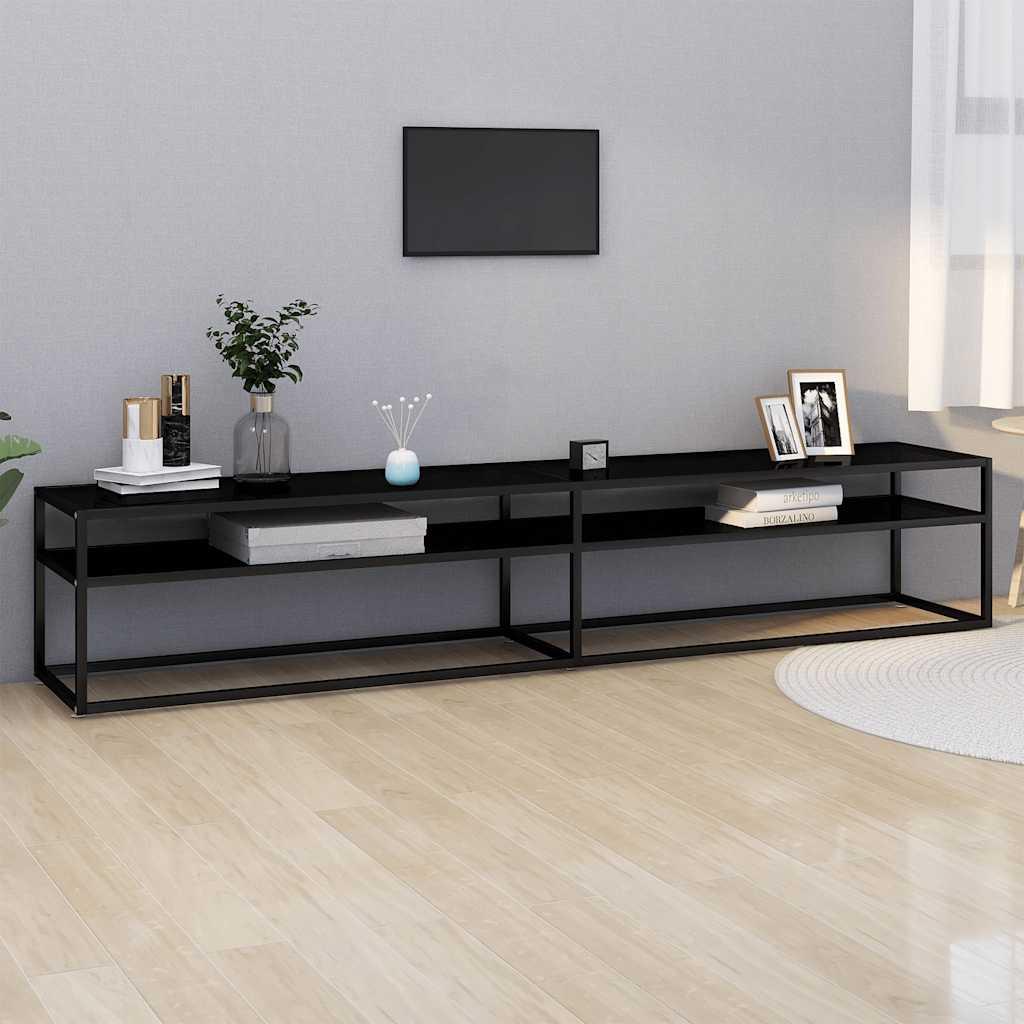 Tv-Bord 140X40X40,5 Cm Hærdet Glas Transparent - 220 cm / Sort