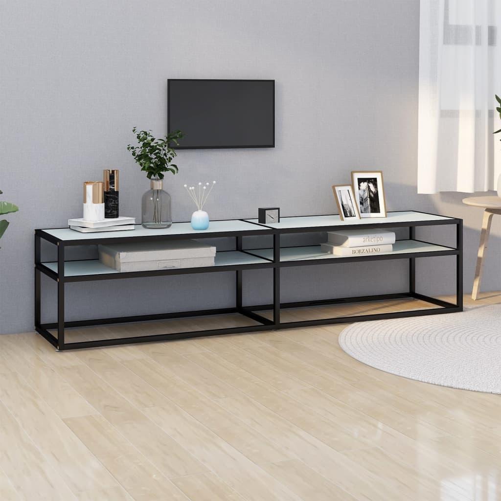 Tv-Bord 140X40X40,5 Cm Hærdet Glas Transparent - 180 cm / Sort og hvid marmor
