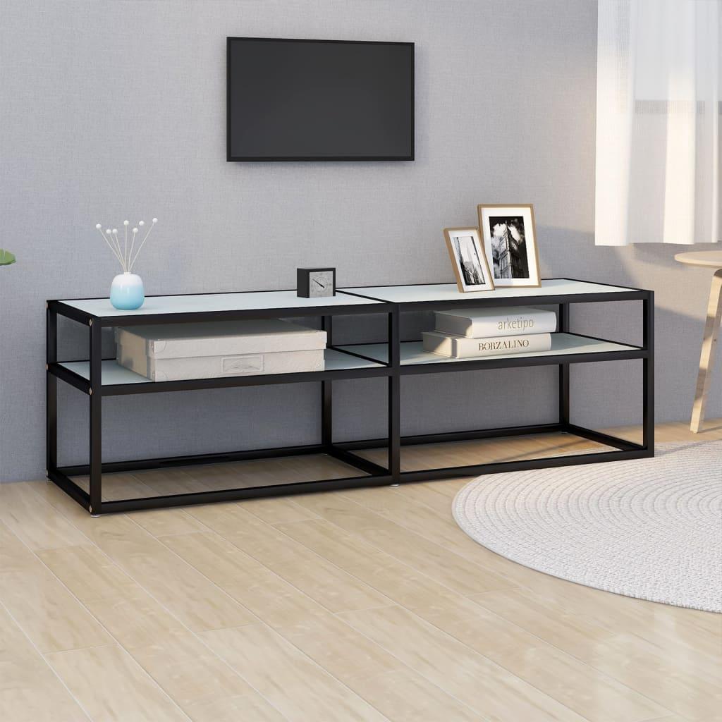 Tv-Bord 140X40X40,5 Cm Hærdet Glas Transparent - 140 cm / Sort og hvid marmor