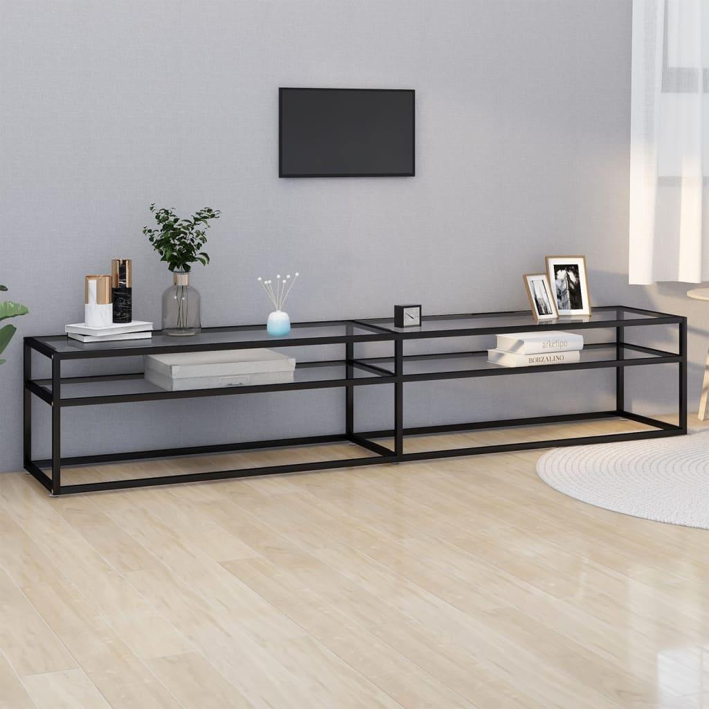 Tv-Bord 140X40X40,5 Cm Hærdet Glas Transparent - 220 cm / Sort og gennemsigtig