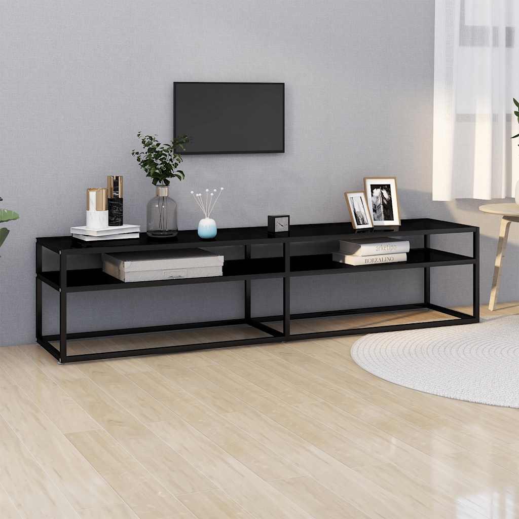 Tv-Bord 140X40X40,5 Cm Hærdet Glas Transparent - 180 cm / Sort