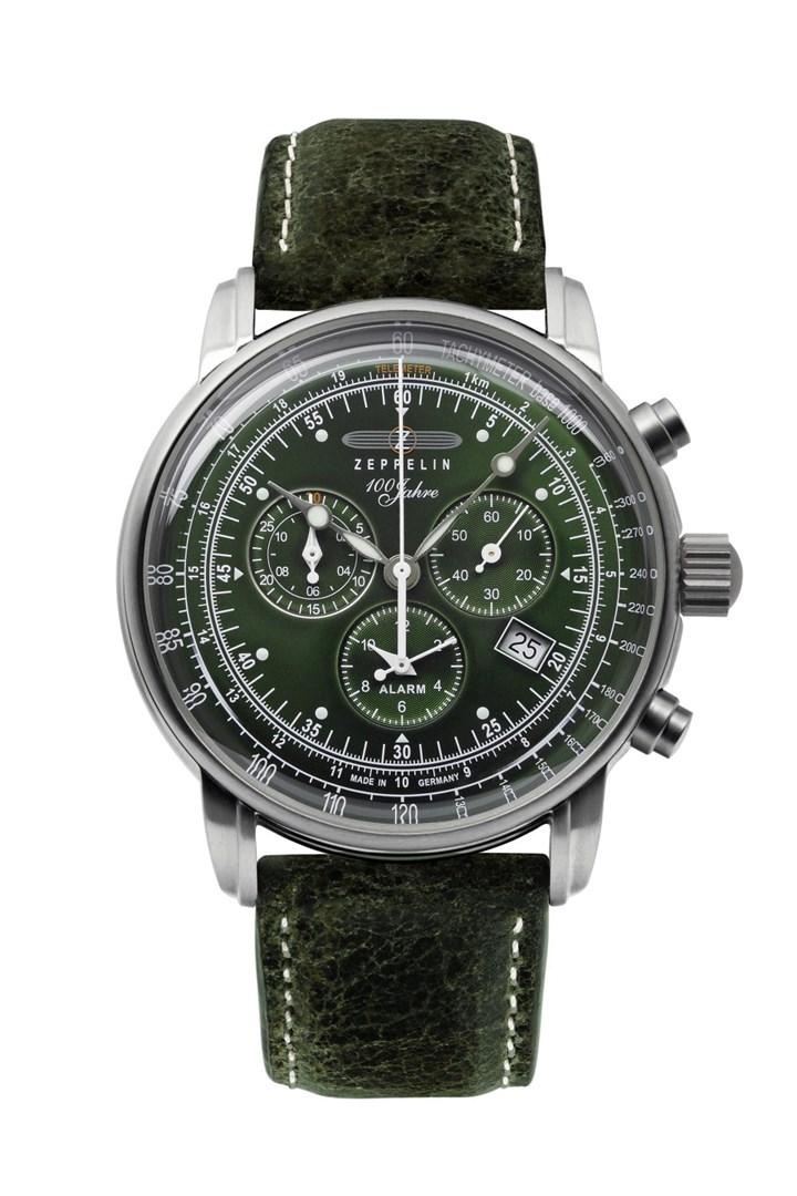 Zeppelin 100 Jahre 8680-4 kvartsur - grøn chronograph vægur-look