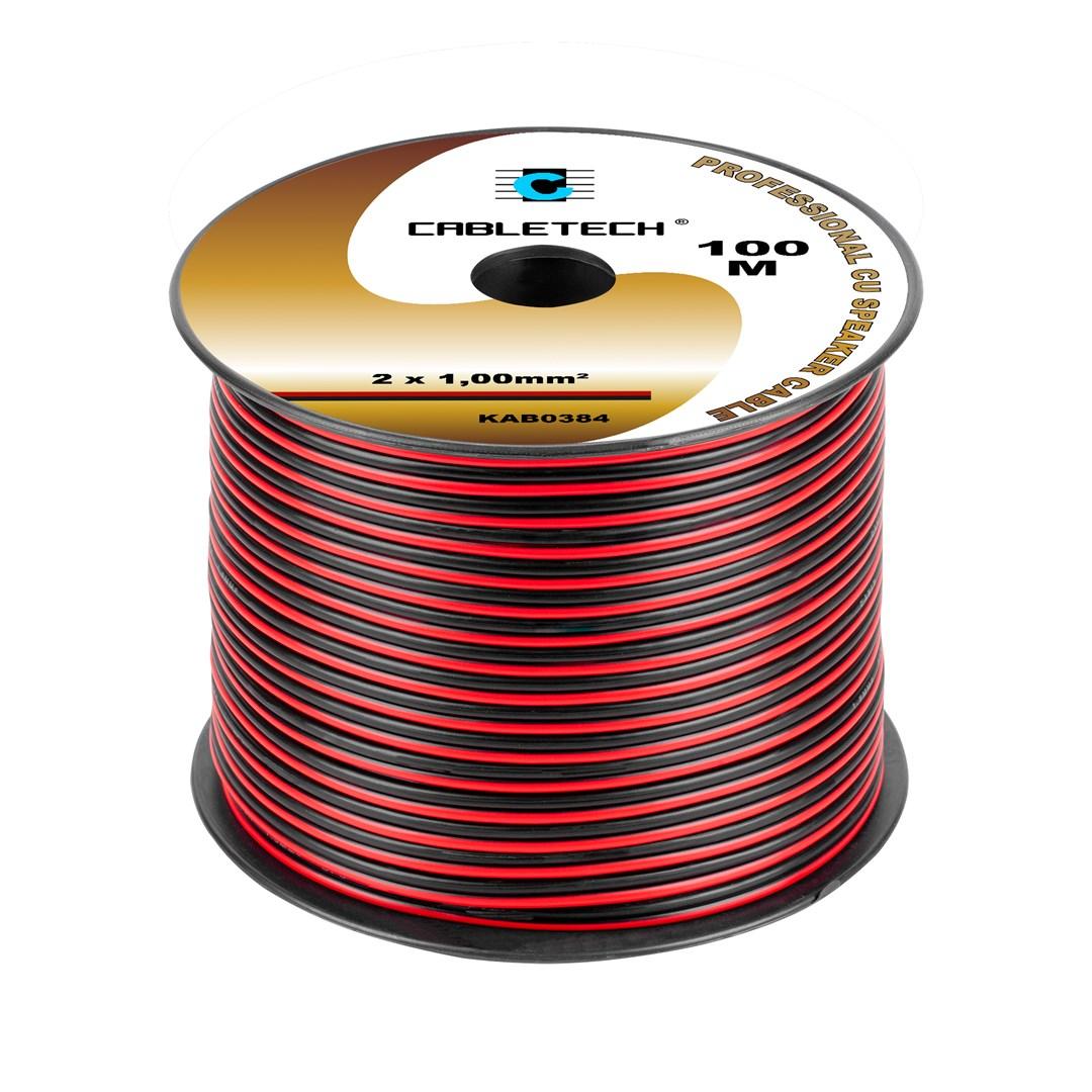 CABLETECH højttalerkabel 2×1,00 mm² - sort/rød, 100 m