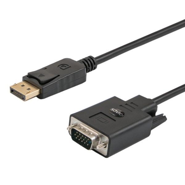 Savio CL-203 DisplayPort til VGA-kabel 1,8 m - sort