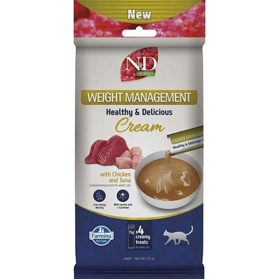 Farmina N&D Quinoa kat - Weight Management Cream med kylling & tun, godbid 4×15 g