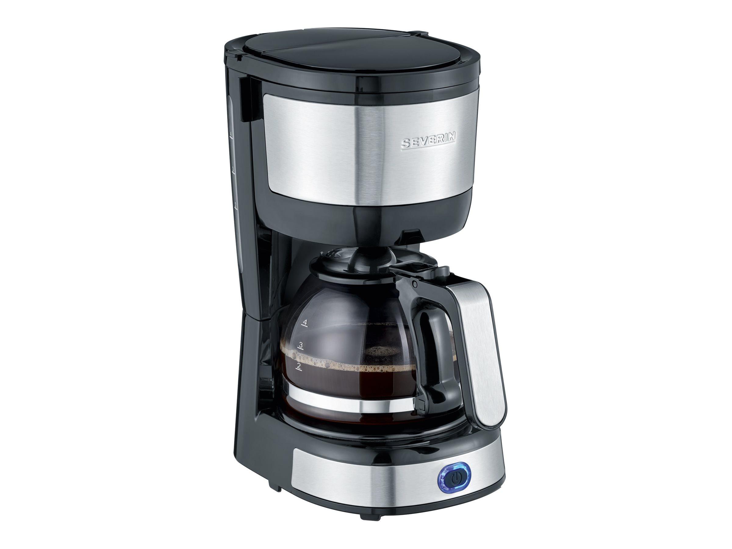 SEVERIN KA 4808 kaffemaskine - 4 kopper, børstet rustfrit stål/sort billede
