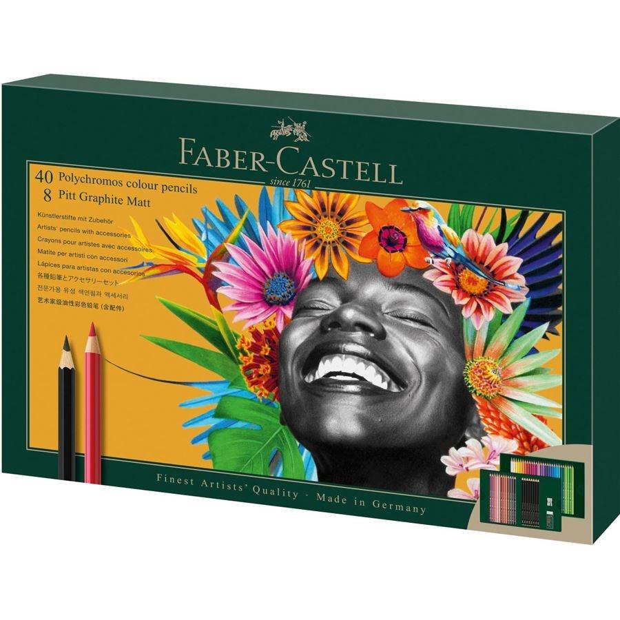 Faber-Castell Polychromos & Pitt Graphite Matt - farve- og blyant­sæt, 48 dele