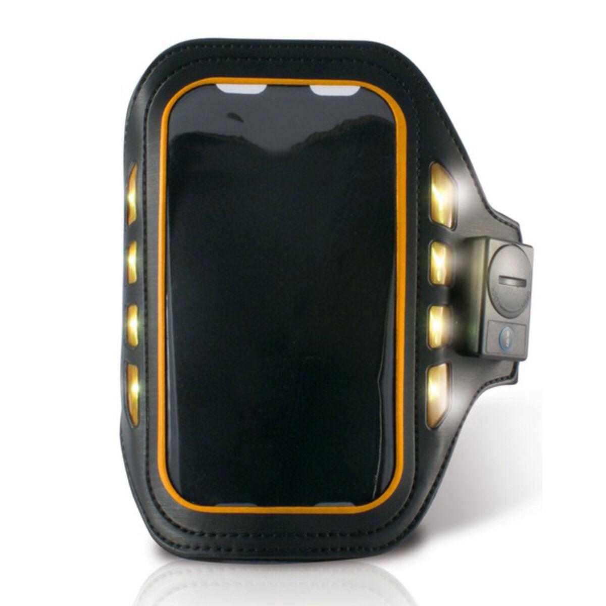 KSIX sportsarmbånd med LED til 4" smartphones - sort neopren