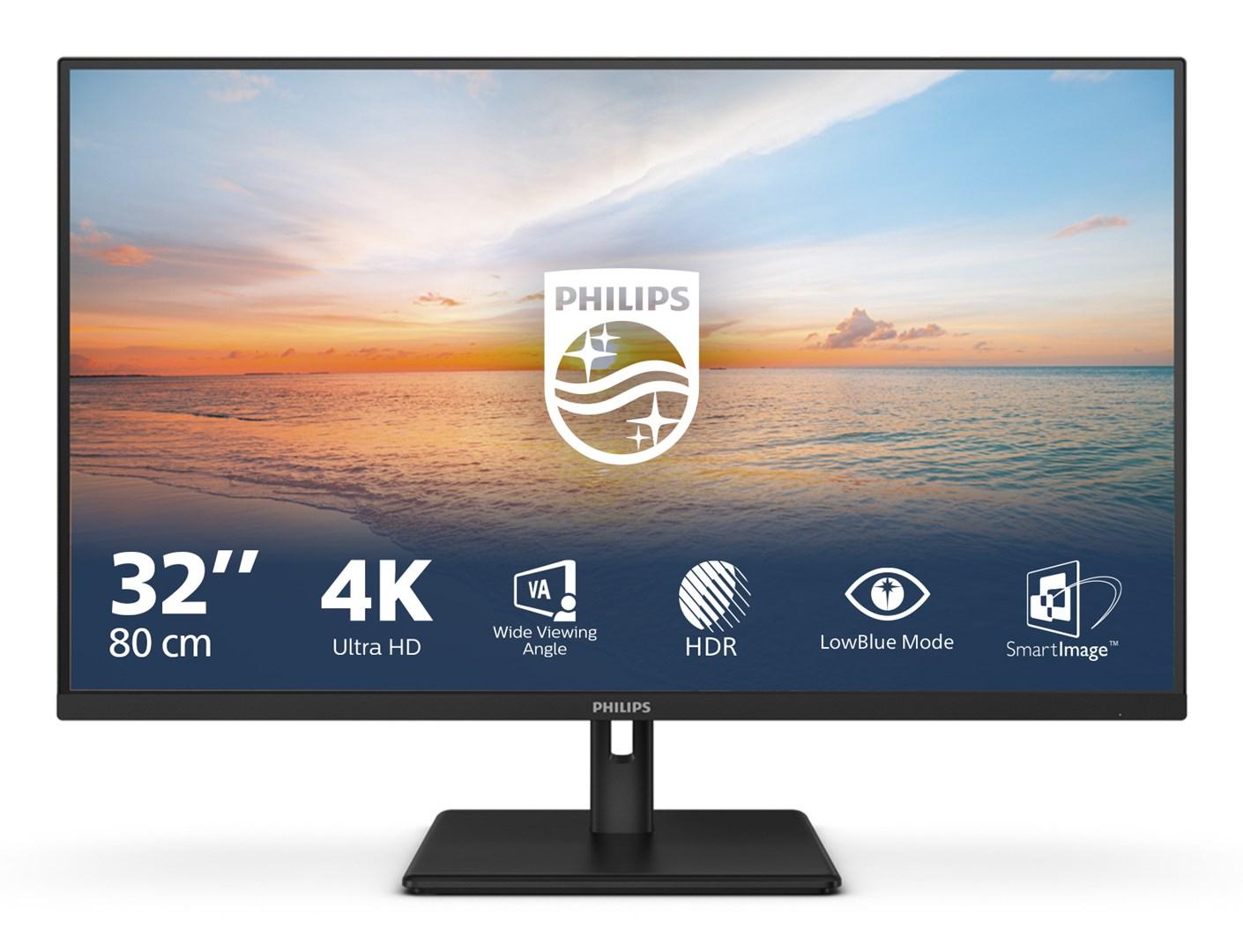 Philips 32E1N1800LA 31,5" 4K UHD VA skærm - 2x HDMI, DP, sort billede