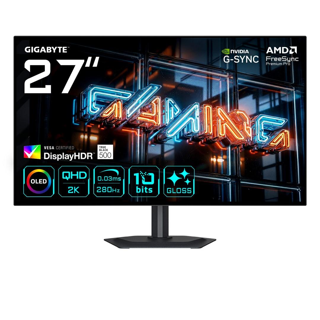 Gigabyte MO27Q28GR 27" glans WOLED QHD gaming-skærm - 2560 × 1440, 280 Hz, 0,03 ms, HDR True Black 500 billede