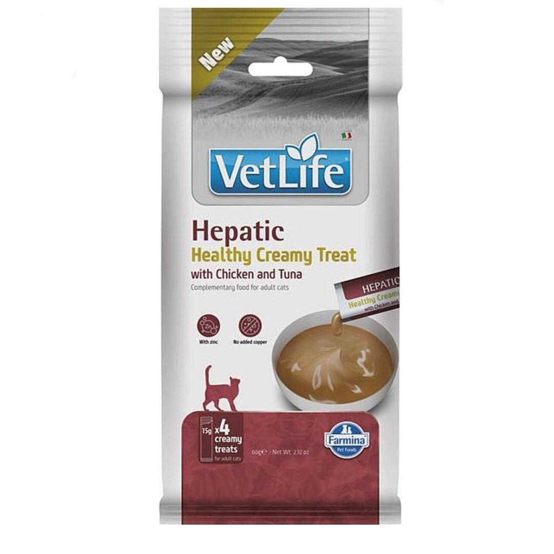 Farmina Vet Life Hepatic cremet kattegodbid med kylling & tun - 4×15 g