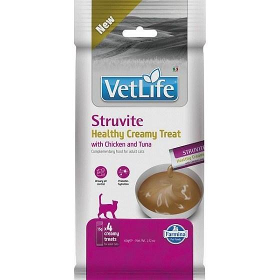 Farmina Vet Life kat - Struvite Creamy Treat med kylling & tun, 4×15 g