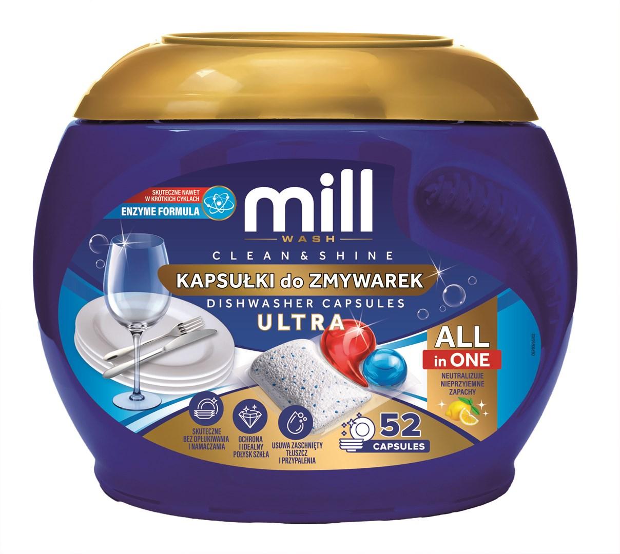 Mill Clean & Shine Ultra - opvasketabs til opvaskemaskine, 52 stk, citron