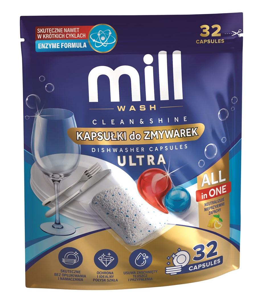 Mill Wash Clean & Shine Ultra opvasketabs - 32 stk. (All in One)