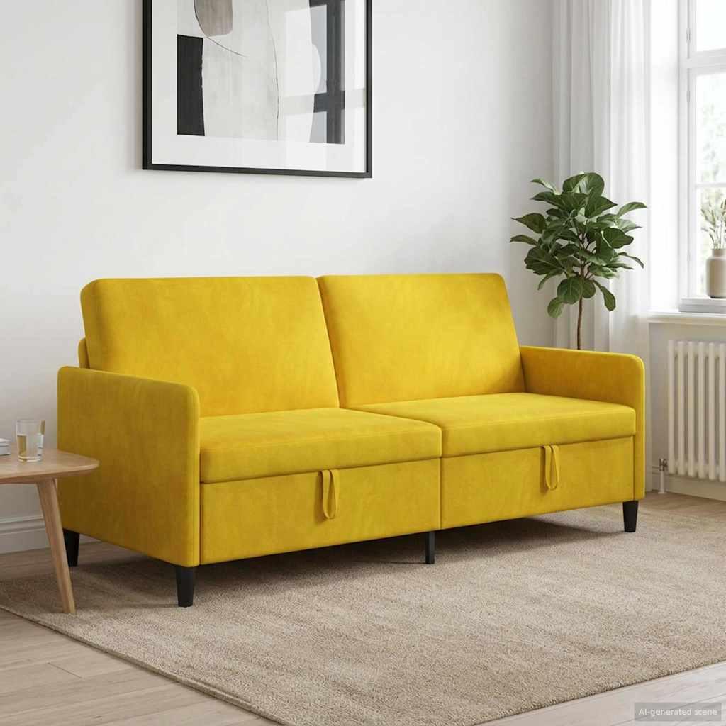 Sofa med opbevaring - gul 3-personers, 192 × 78 × 87 cm, polyester