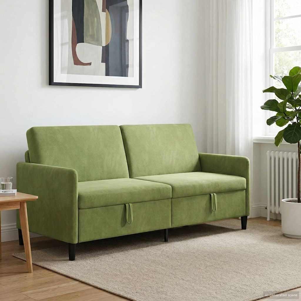 Sofa med opbevaring - lys grøn 3-personers, 192 × 78 × 87 cm, polyester