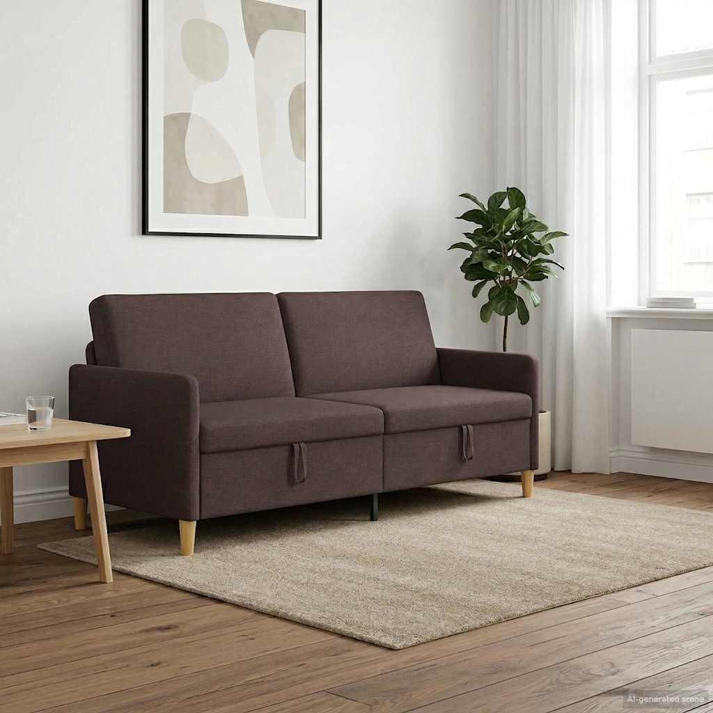 Sofa med opbevaring - mørk brun 3‑personers, 192 × 78 × 87 cm i polyester