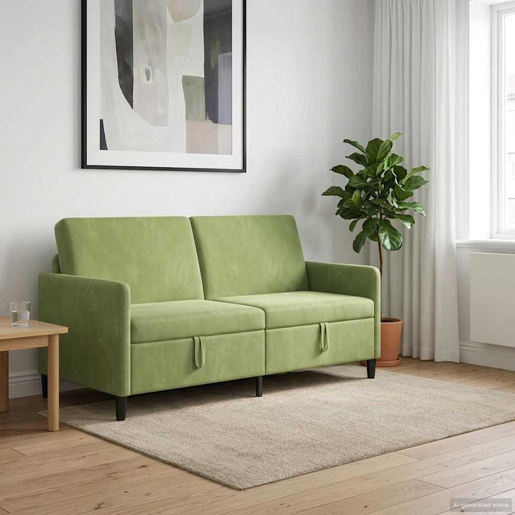 Sofa med opbevaring - lys grøn, 3-personers, polyester 172 × 78 × 87 cm