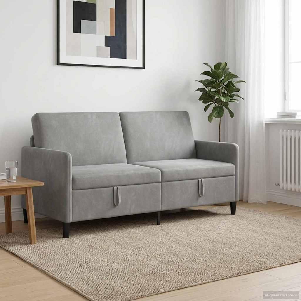 Sofa med opbevaring - lysegrå polyester, 3-personers (172 × 78 × 87 cm)