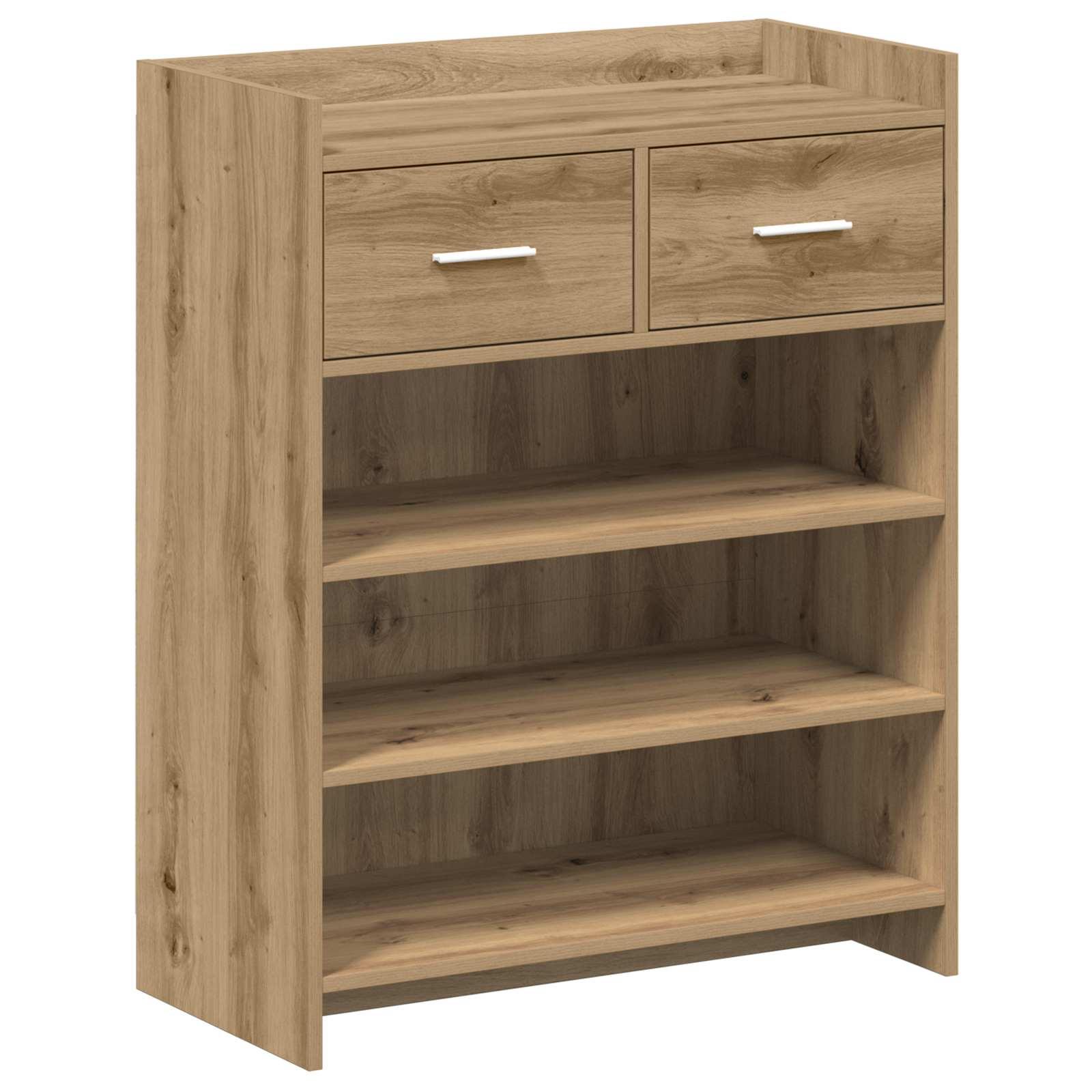 Skoskab i Artisan-eg 73,5 × 36 × 92 cm - konstrueret træ med 2 skuffer