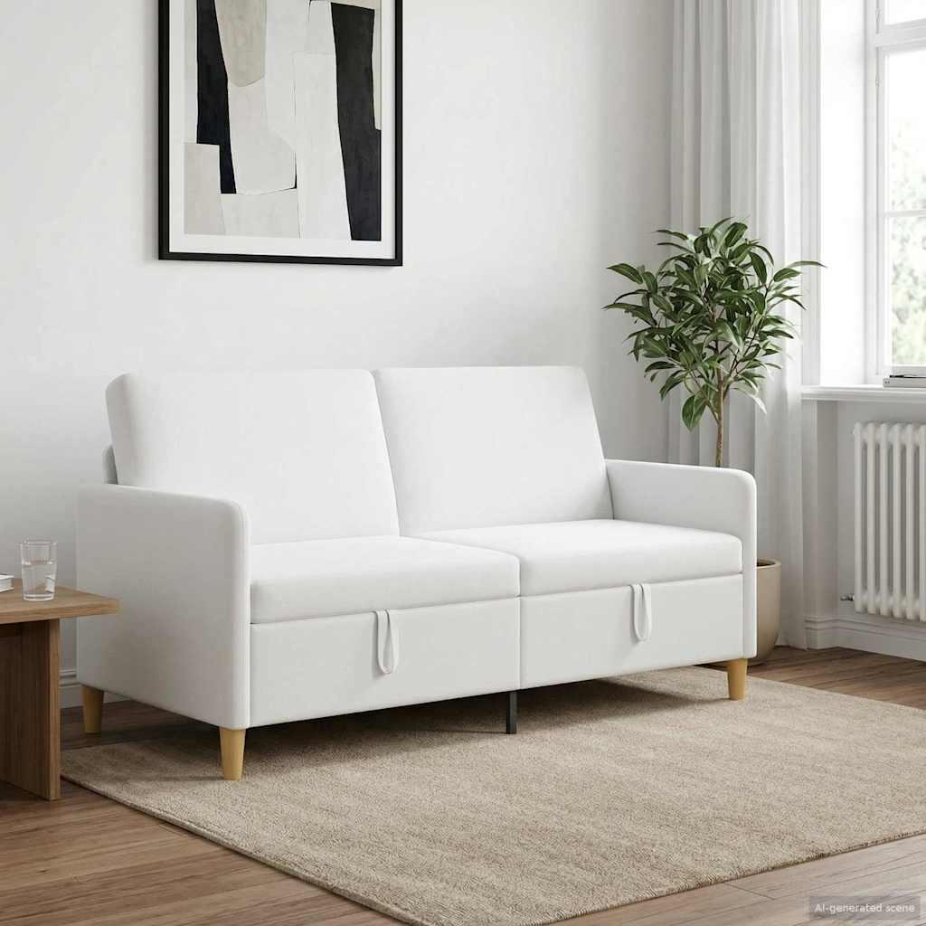 Sofa med opbevaring - hvid polyester, 3-personers 172 × 78 × 87 cm