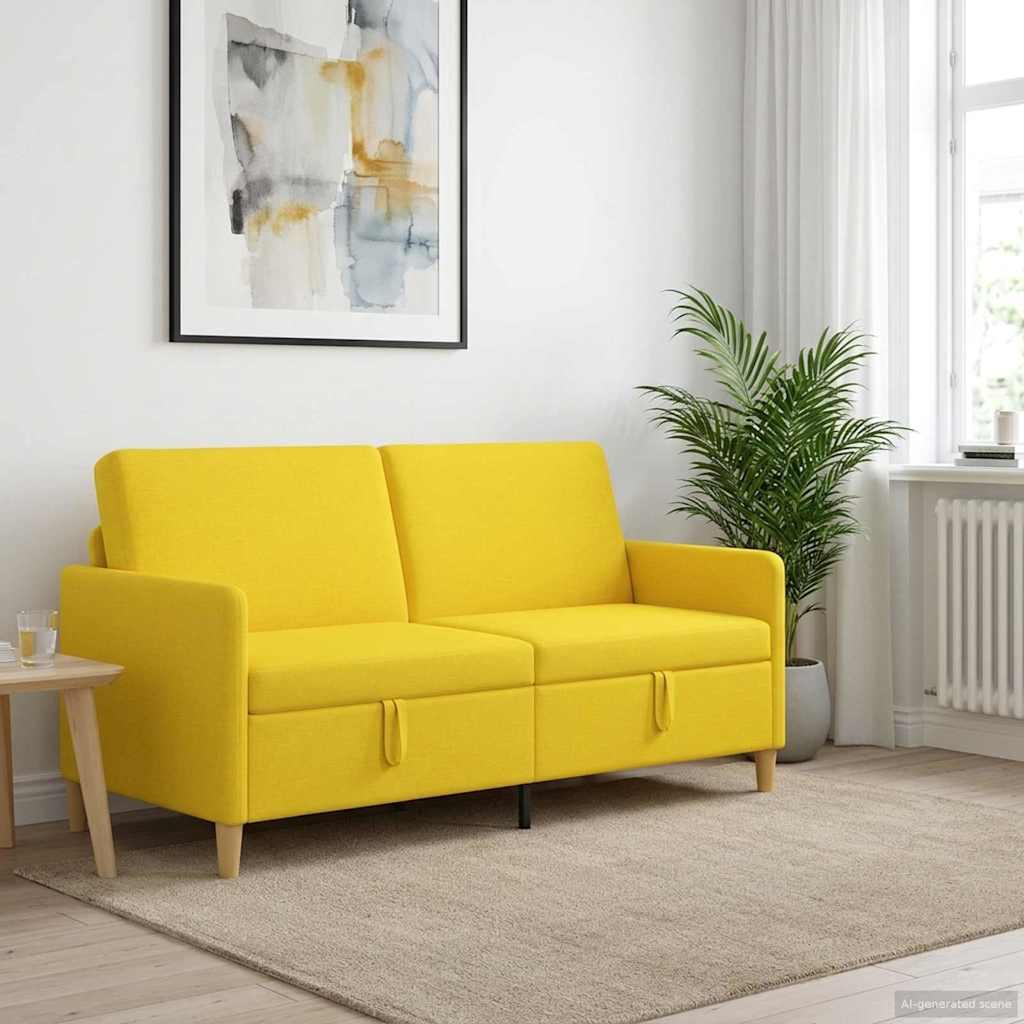 Sofa med opbevaring - lys gul, 3-personers, 172 × 78 × 87 cm, polyester