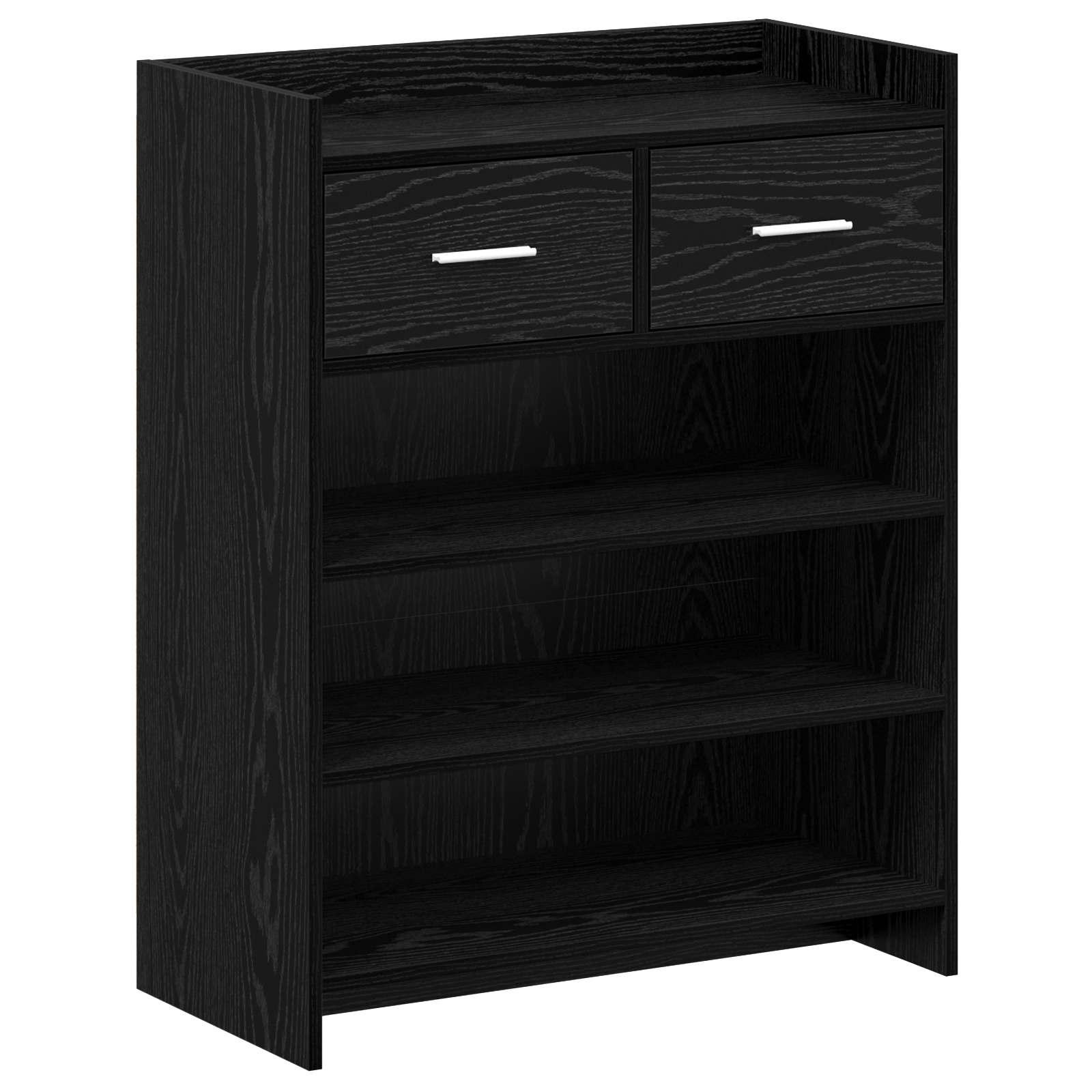 Sko skab med skuffe Sort eg 73,5 x 36 x 92 cm Konstrueret træ
