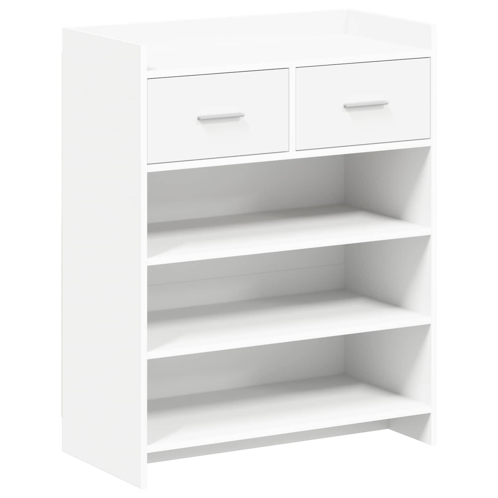 Sko skab med skuffe Hvid 73,5 x 36 x 92 cm Konstrueret træ
