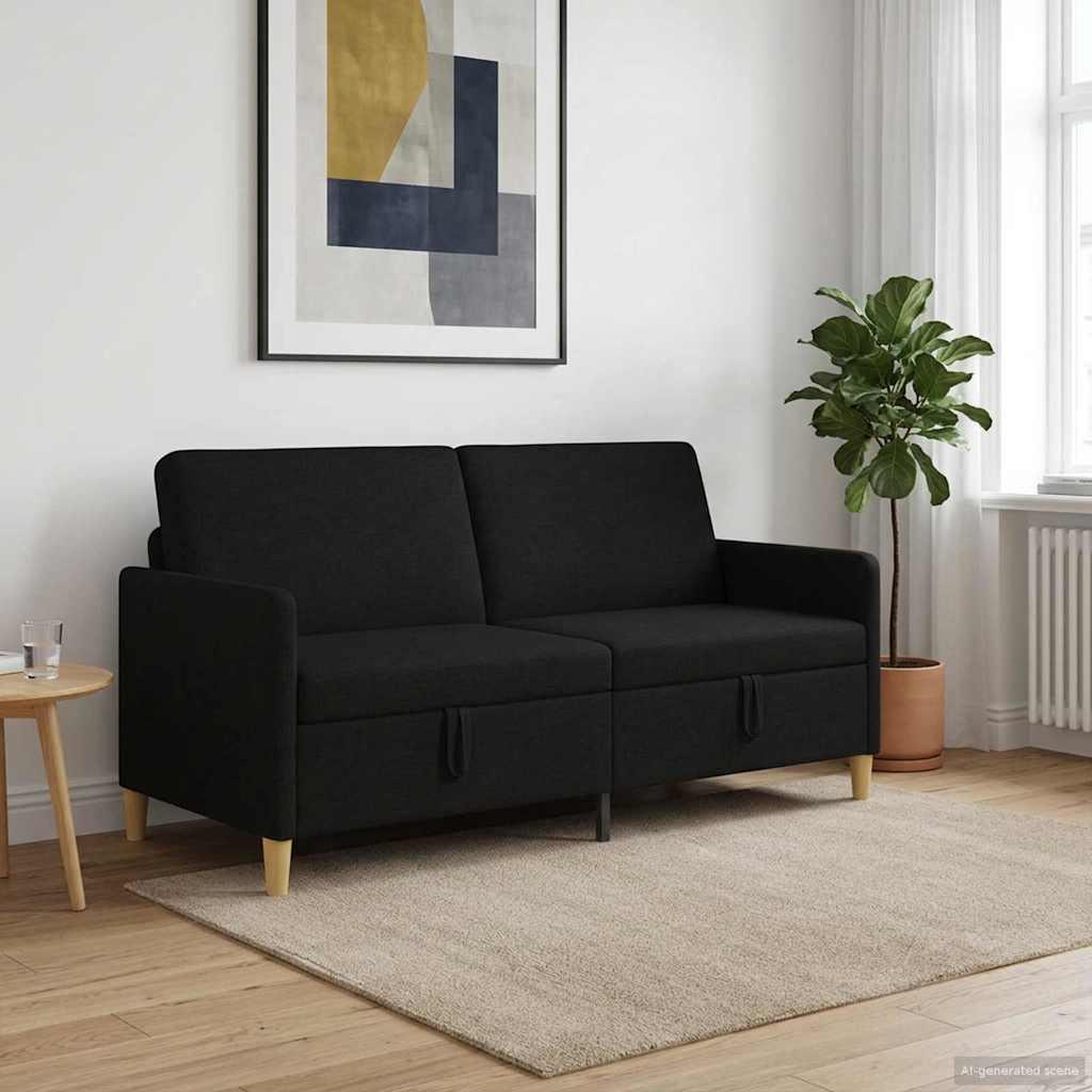 Sofa med opbevaring - sort polyester, 3-personers 172 × 78 × 87 cm