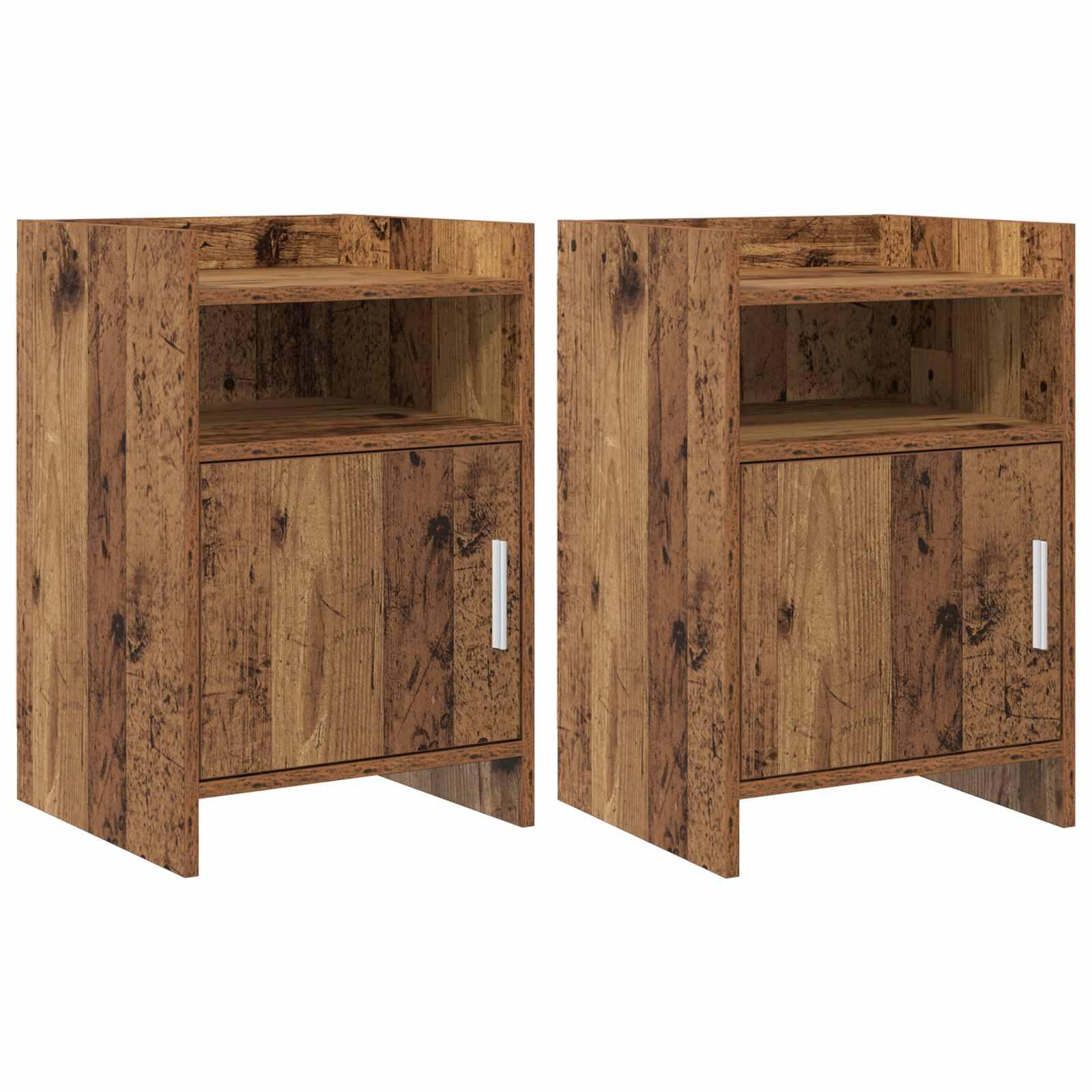 Sengeborde 2 stk Gammelt træ 40 x 36 x 60 cm Konstrueret træ