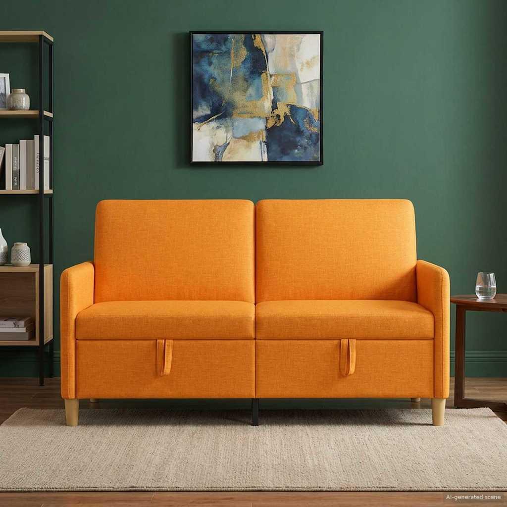 Sofa med opbevaring - mørk gul 2-personers, 152 × 78 × 87 cm, polyester