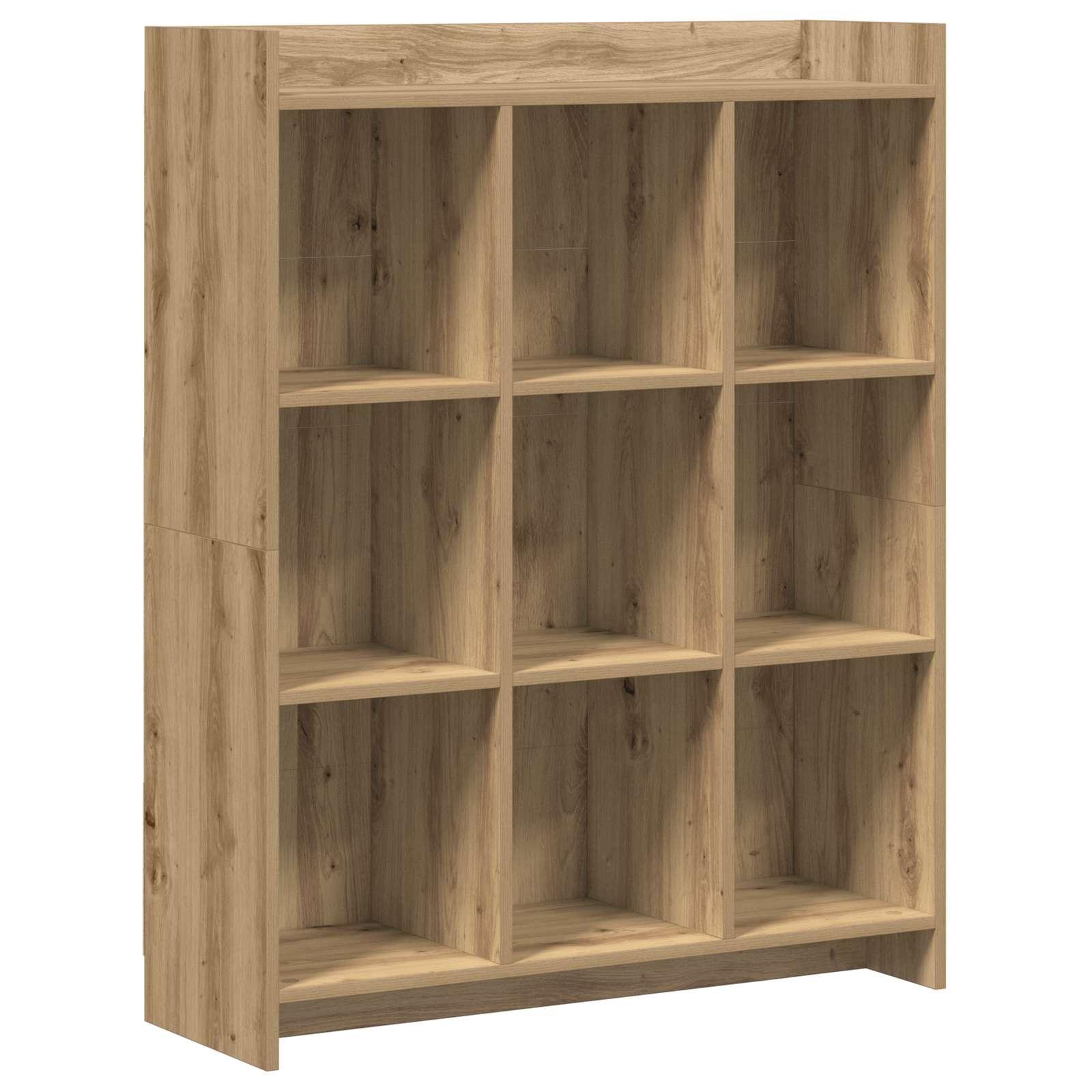 Bogreol i artisan-eg - 87,5 × 30 × 111 cm, konstrueret træ