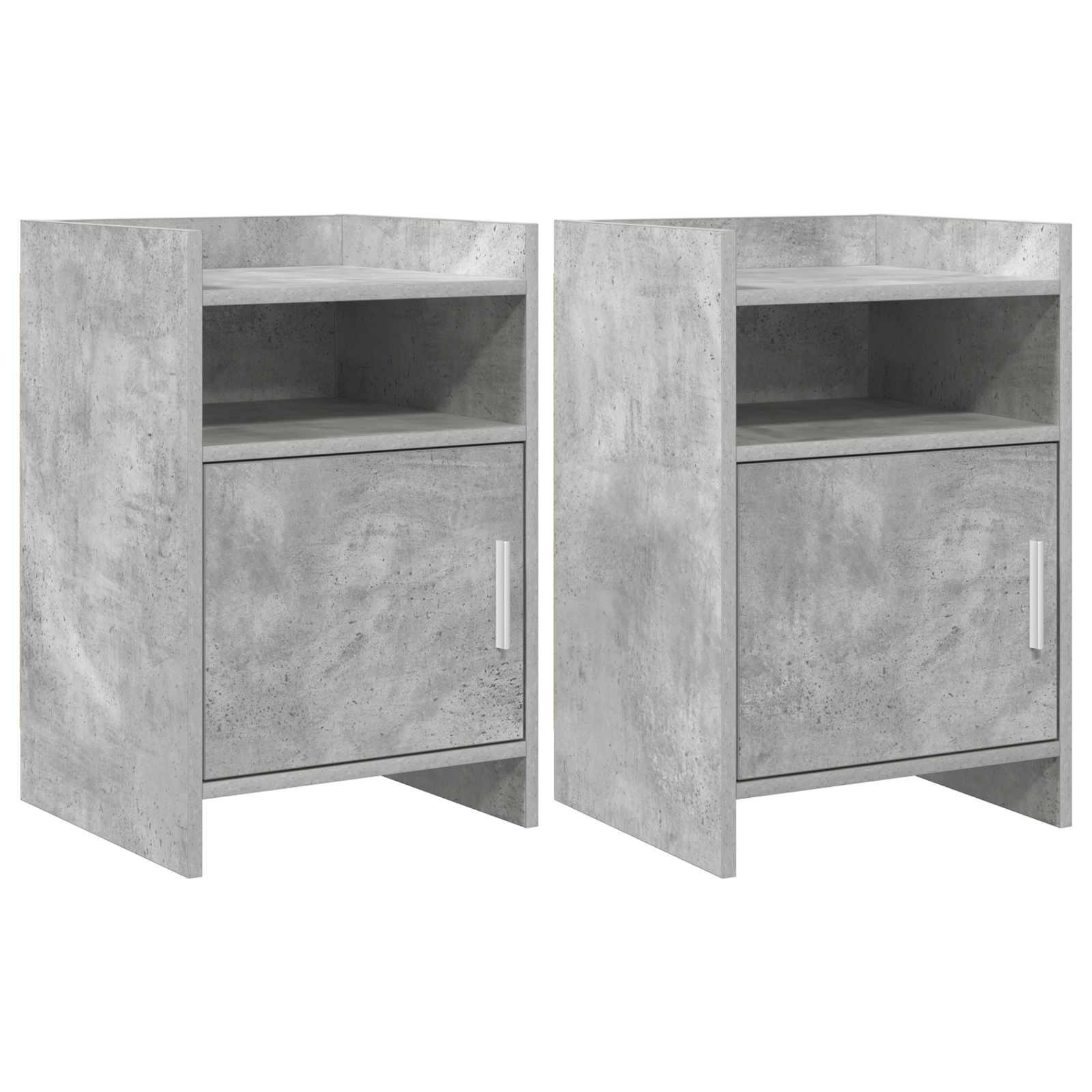 Sengeborde 2 stk Betongrå 40 x 36 x 60 cm Konstrueret træ