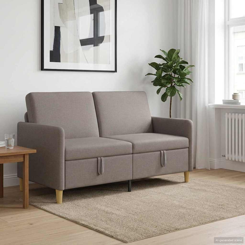 Sofa med opbevaring - gråbrun 2-personers, 152 × 78 × 87 cm i polyester