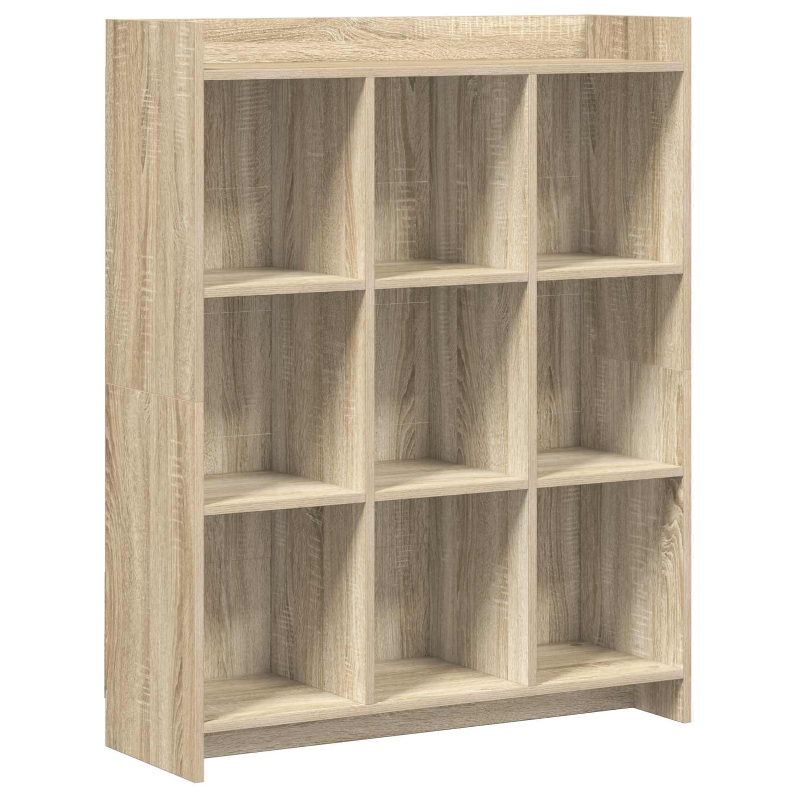 Bogreol i sonoma-eg 87,5 × 30 × 111 cm - konstrueret træ, 9 rum