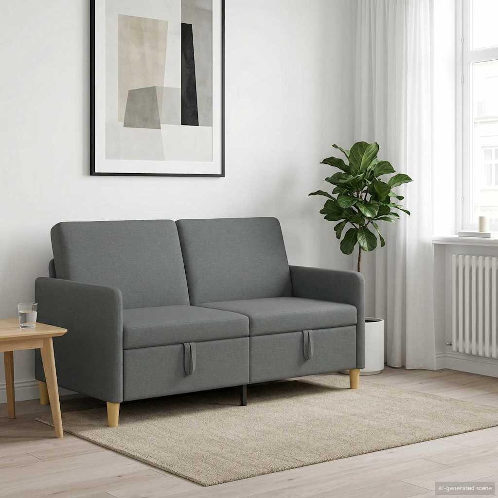 Sofa med opbevaring - mørkegrå 2-personers, 152 × 78 × 87 cm i polyester